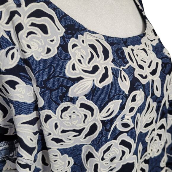 Ronni + Nicole Blue Floral Jacquard Career Dress Size 8 Modest Church Romantic - Picture 2 of 8